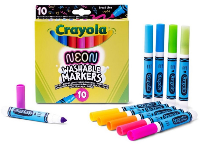 Crayola 繪兒樂 霓虹可水洗寬限馬克筆, 10色, 1組