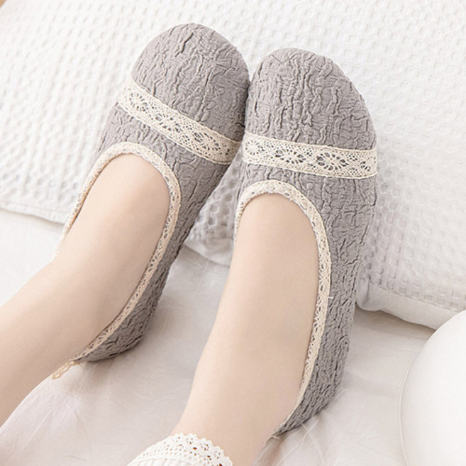 아리코 레이스 고무바닥 덧신형 실내화, 그레이, 1개