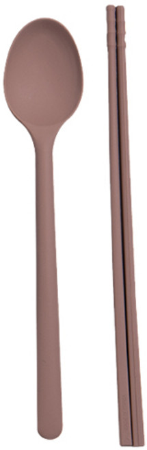 키친팩토리 파스텔 실리콘 수저세트, 밀크코코아, 숟가락 + 젓가락, 1세트