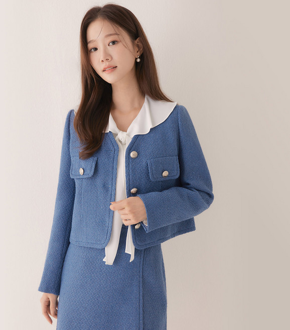 로엠 여성용 V넥 트위드자켓