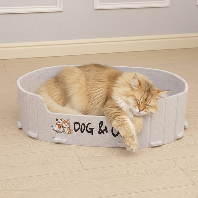 둥둥펫 반려동물 하우스 펠트 보금자리 침대, 화이트, 1개