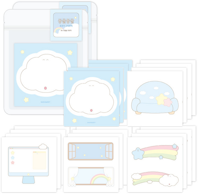 대시앤도트 동글동글 데코 모조지 스티커팩, 04 두둥실 구르미, 2개