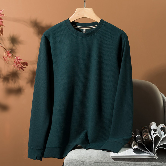 Starbean 男士圓領鬆餅格紋長袖T恤