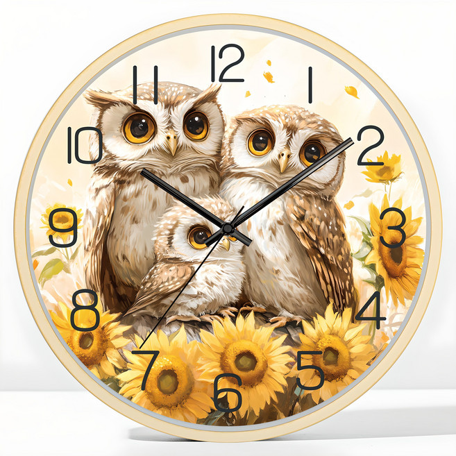 Marchenmond 貓頭鷹靜音掛鐘 30.5公分 Best05, 米黃色