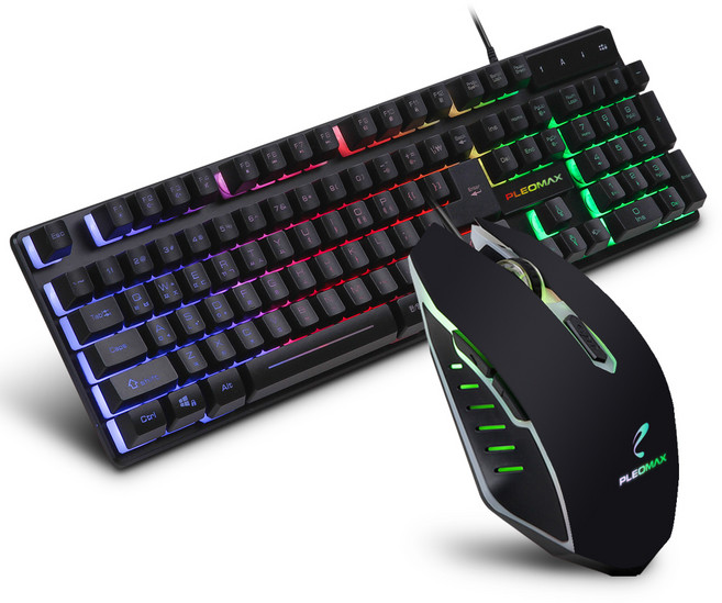 PLEOMAX club LED背光有線電競鍵盤 + 滑鼠組, 單一顏色, AVEC-WMK520, 標準型