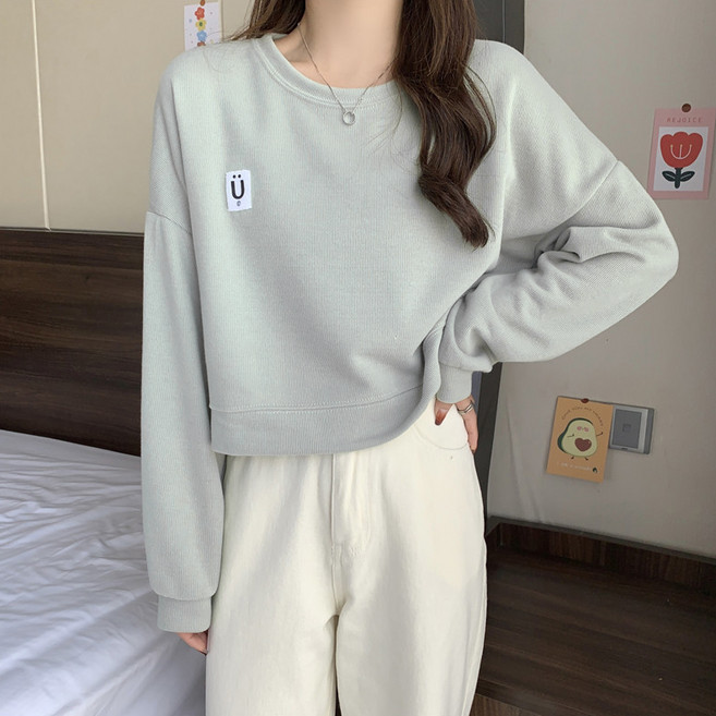 Unhave女款微笑寬鬆大學T