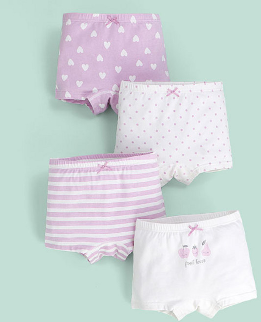 女童圖案印花四角內褲組 4入