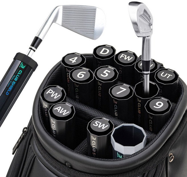 BOLFF 클럽실드 디럭스 14p 세트 클럽보호 골프백 정리 용품, 블랙, 1세트