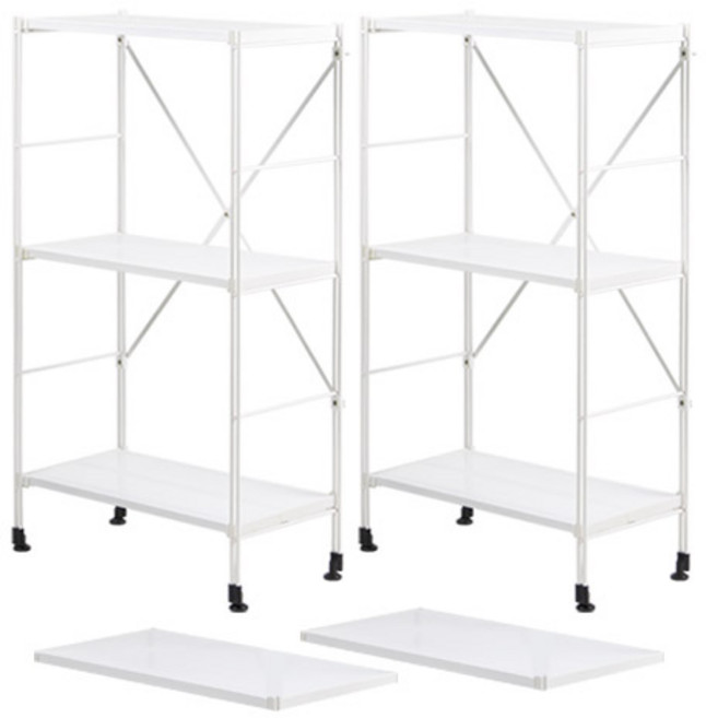 올리빙 멀티 슬림 철제 시스템 선반 3단 더블 페키지, 화이트