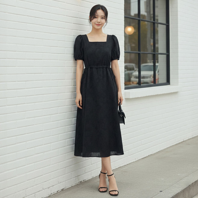 페이퍼먼츠 여성용 에르디아 스퀘어넥 퍼프 원피스 14619