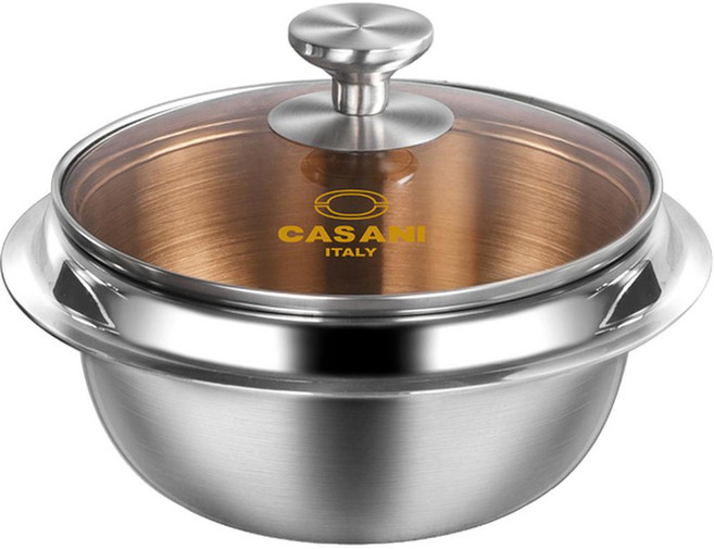 CASANI IH電磁爐適用三層複合不鏽鋼釜鍋, 1組, 20cm, 不鏽鋼