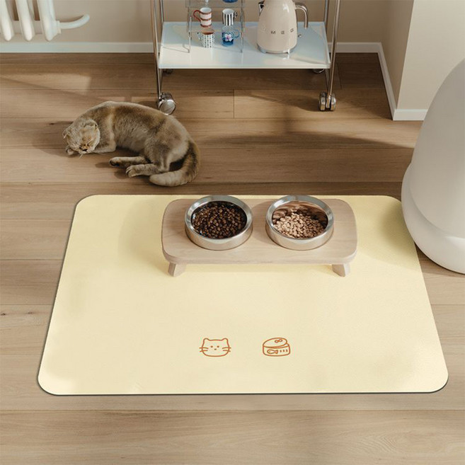 데이소이 반려동물 심플 아이콘 식기매트 M, 06 고양이 베이지 사각형, 1개