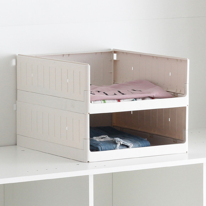 올리빙 국내 제조 멀티 모듈 슬라이딩 리빙박스, 화이트, 2개