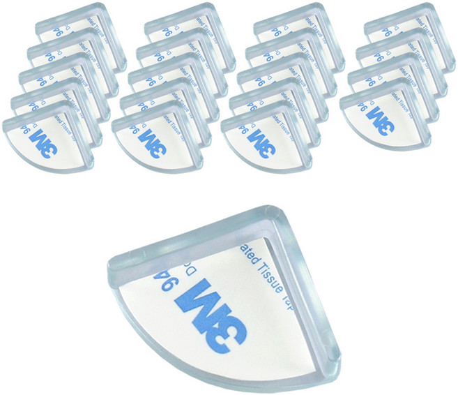 네츄럴파크 PVC 슬림 라운드 코너 보호대 20p + 초강력 양면테이프 1p 세트, 투명, 1세트