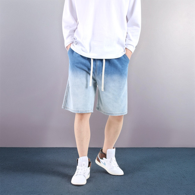 男士寬版水洗鬆緊腰牛仔短褲 NXG05