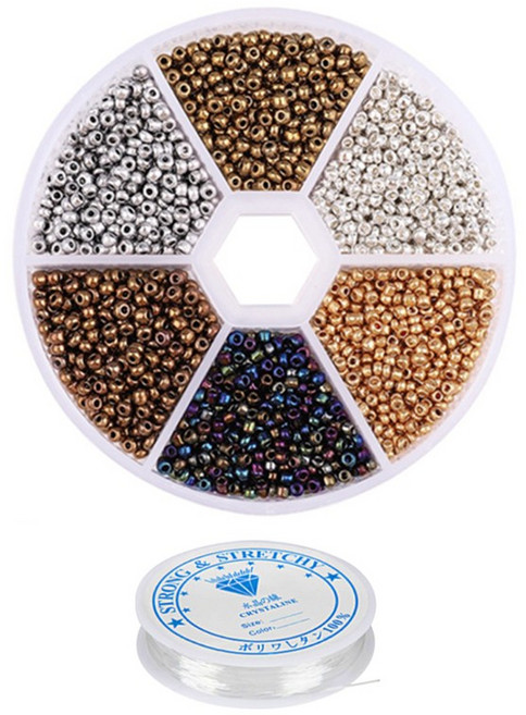 리니팜 컬러 시드비즈 2mm + 원판 세트, 우주선, 1세트