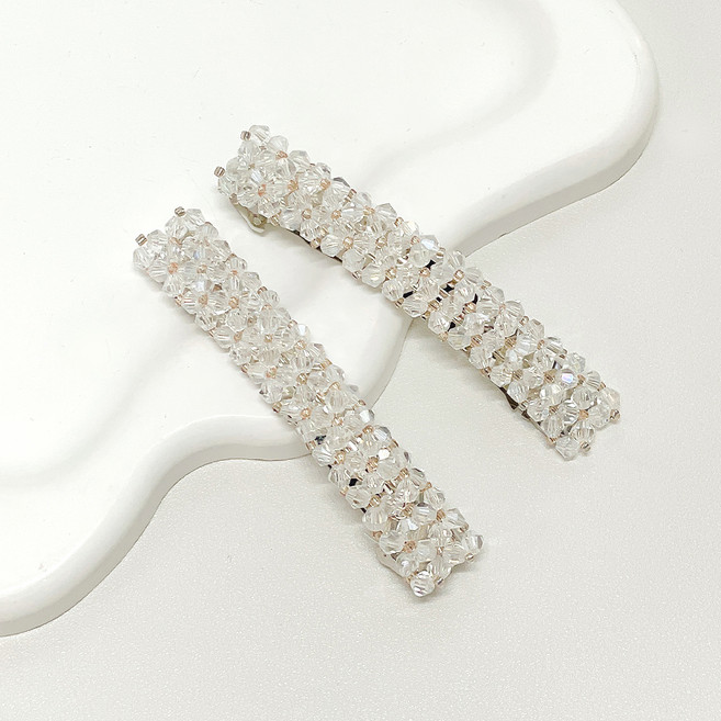 젤루나 비즈 반묶음 자동 머리핀 H-132 2p