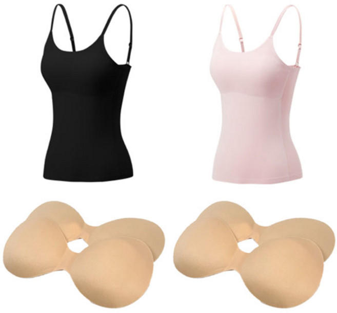 솔레일 여아용 학생 심리스 노와이어 무봉재 분리형 조절 끈 나시 2종 세트 + 교체용 브라패드 2p