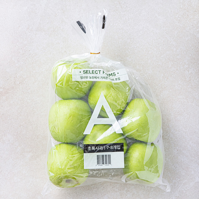 셀렉트팜 GAP 인증 A 초록사과 중과, 1.5kg(중과/7~8입), 1개
