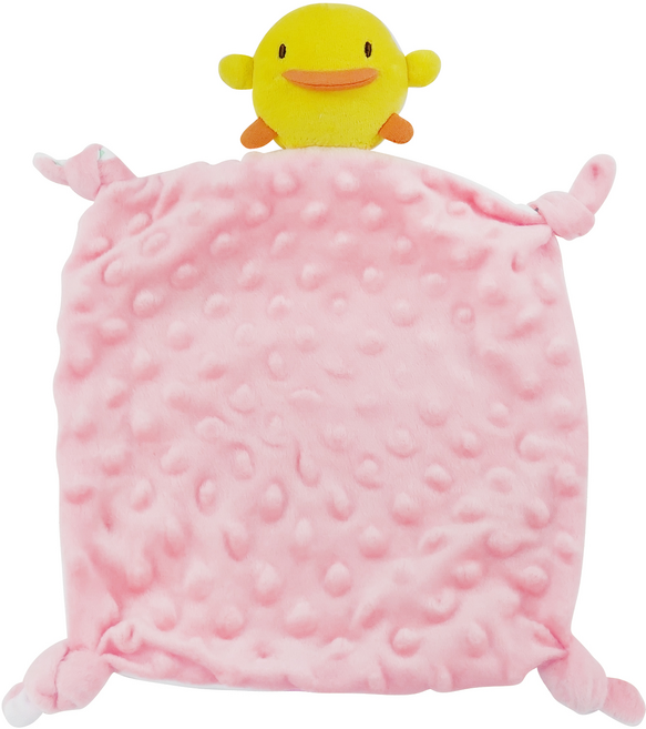 PiYOPiYO 黃色小鴨 逗趣響鈴雙面安撫巾 柔軟逗趣安撫顆粒 安撫寶寶情緒, 粉色, 1個