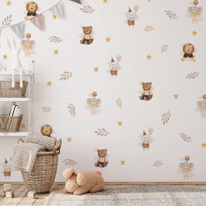 LANO 북유럽 숲속동물 포인트 인테리어 벽지 스티커