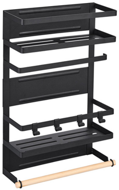 고급형 초강력 자석 철제 수납 선반, 블랙, 3단