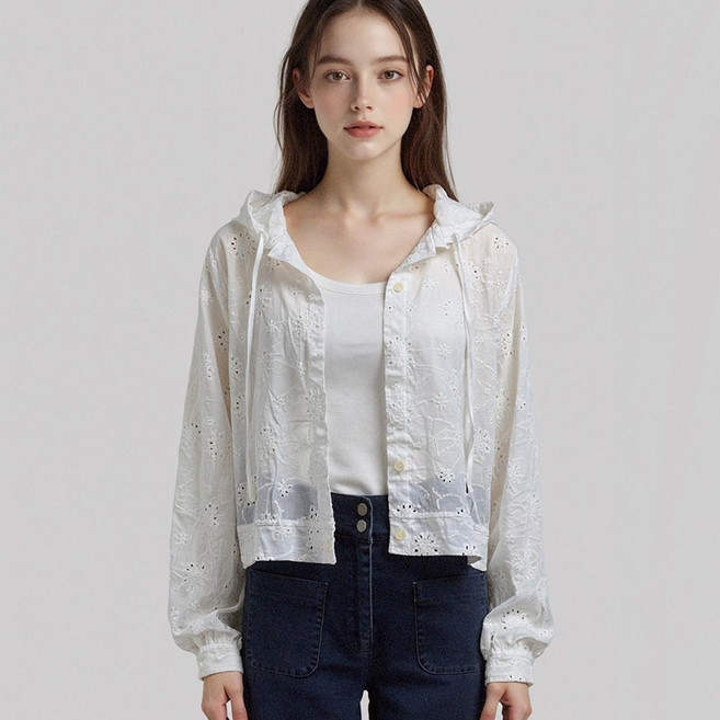 부루앤쥬디 여성용 레이스 플라워 후드집업 BORHJP502B