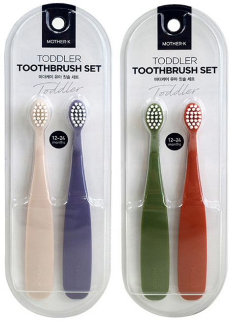 마더케이 0.5단계 유아 칫솔 2종 세트, 크림베이지 + 밀키퍼플 + 올리브 + 모던오렌지, 2개입, 2세트