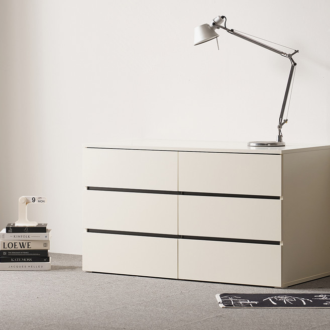 웰퍼니쳐 캐빈 와이드 3단 6칸 서랍장 1200 방문설치, 크림 아이보리