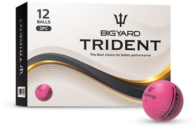 빅야드 TRIDENT 3피스 골프공, 핑크, 12개입, 1개