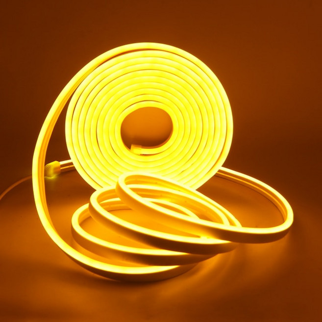 지아이비 DC12V LED 네온플렉스 간접 줄조명 6mm x 12 mm x 5m, 레몬옐로우, 1개