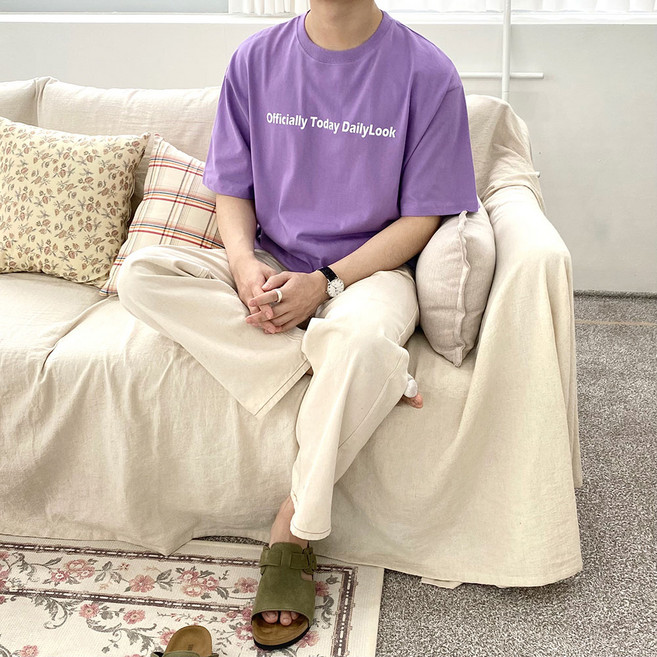 오티디 남녀공용 통기성 오버핏 16수 레터링 반팔 티셔츠