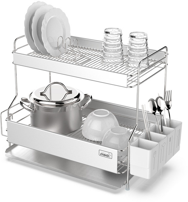 스타픽스 듀오랙 라이트 식기건조대, 2단, 실버