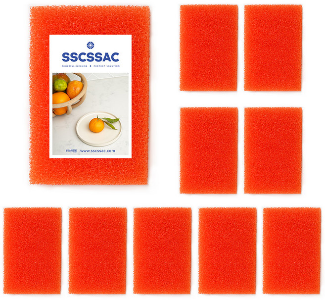 쓱싹 우레탄 필터 수세미 오렌지, 10개, 1개입