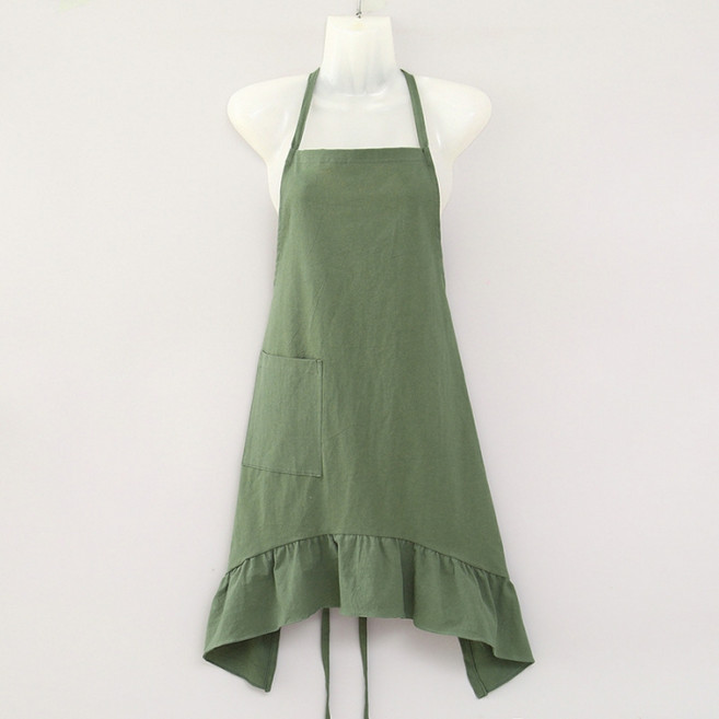 다파랑 파스텔 감성 롱 원피스형 프릴 에이프런 HJ1346, 그린, 1개