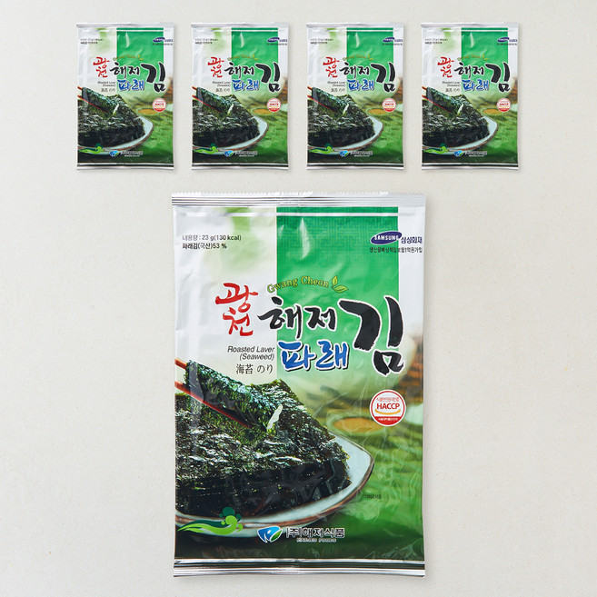 광천해저김 파래김 전장, 23g, 5개, 1개입