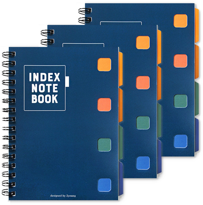 투영디자인 PP 미니 인덱스 노트, 네이비, 3개