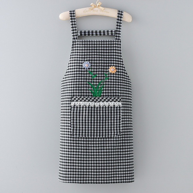 데이소이 올데이 체크 미술용 앞치마, 블랙