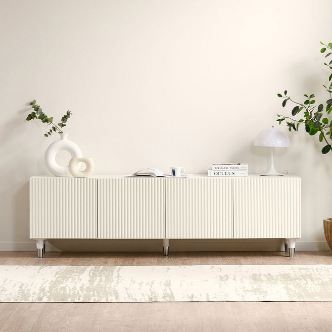 우아미 밀코 템바보드 거실장 티비다이 TV장 1800 방문설치, 아이보리