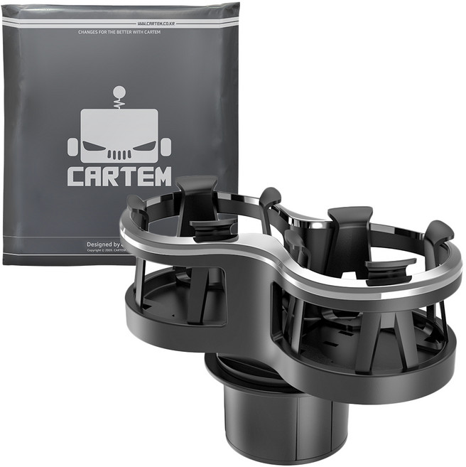 CARTEM 彈性車用雙杯架 CT146, 黑色, 1個