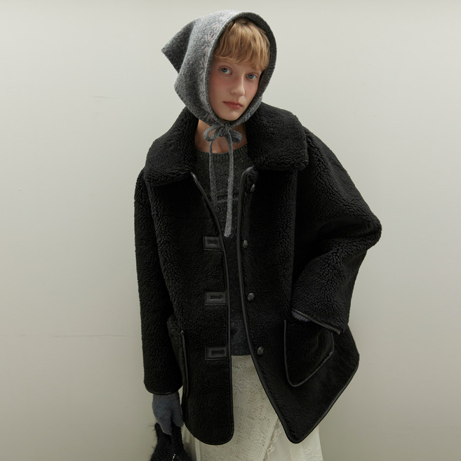 오앨 여성용 리버서블 쉐어링 하프 코트