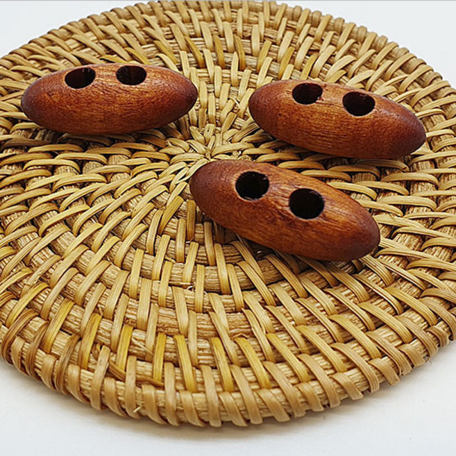 동대문단추왕 우드 떡볶이 총알 단추 30mm, 밤색, 12개