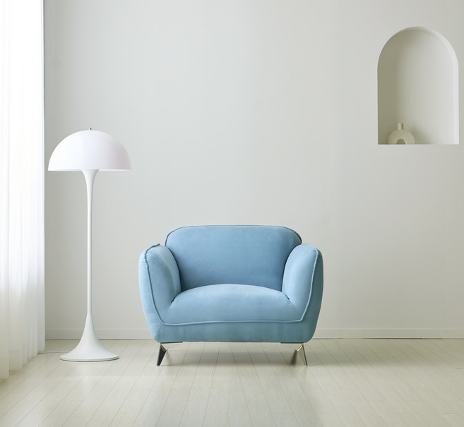 REVE 보니 아쿠아텍스 1인용 소파 + 쿠션, 블루