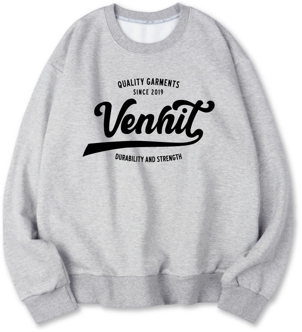 VENHIT 校園logo半寬鬆版型特殊雙面布料大尺碼大學T