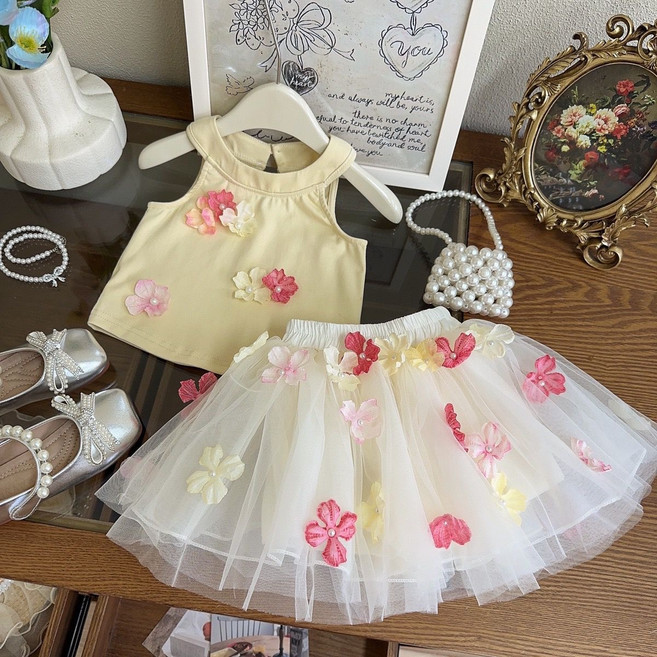 Arbe 여아용 플로랄 상하의 세트