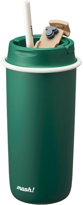 mosh 拿鐵吸管霧面隨行杯, 霧面綠, 700ml, 1個