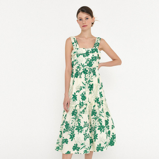 제너럴아이디어 여성용 통기성 아주르 플라워 원피스 S22D04019