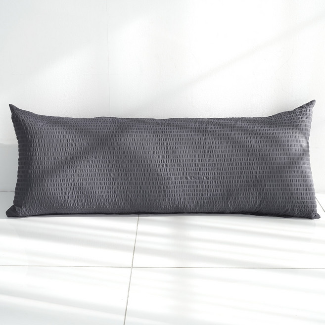 스코홈 국산 심쿵 냉감 시어서커 긴 베개커버 솜포함, 심쿵차콜