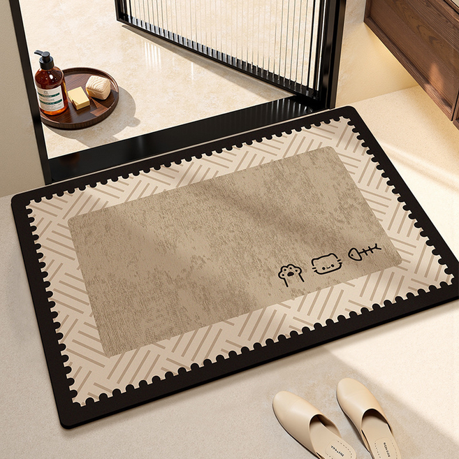 Inart 可水洗珪藻土腳踏墊, 簡約方形