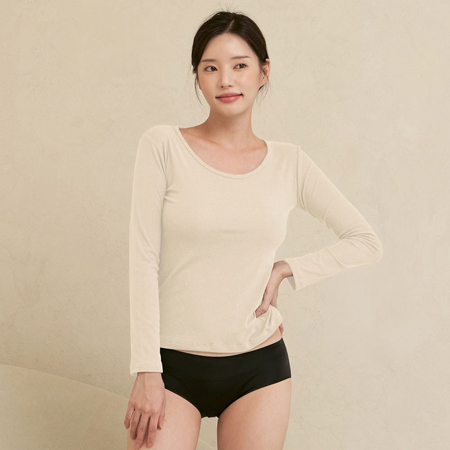 글램공감 여성용 코코스 피치기모 발열 내복 상의